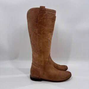 Frye Paige Tall Riding Boots Tan Antiqued Leather Size 9